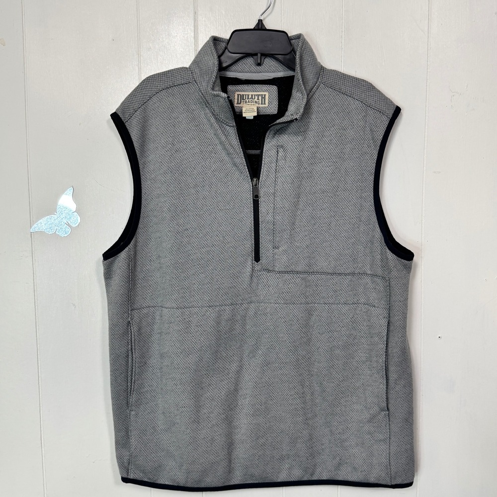 Duluth Trading Co. Mens Vest Gray Sleeveless Full Zip Utility Outdoor Size Large